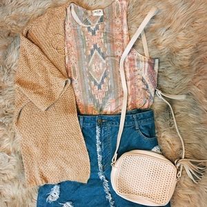 Neutral Colored Tank Top with “Ikat” Pattern